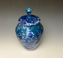 Load image into Gallery viewer, Blue and Silver Crystalline Glazed Jar
