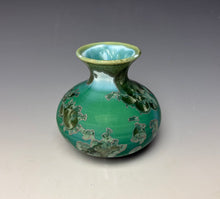 Load image into Gallery viewer, Emerald Green & Silver Crystalline Glazed Mini Vase