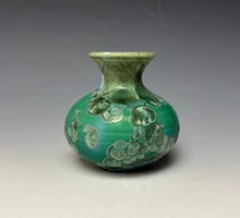 Load image into Gallery viewer, Emerald Green & Silver Crystalline Glazed Mini Vase