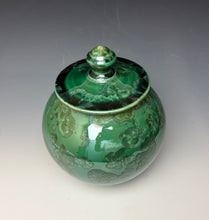 Load image into Gallery viewer, Green and Silver Crystalline Glazed Jar