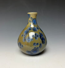 Load image into Gallery viewer, Tan and Blue Crystalline Glazed Teardrop Mini Vase