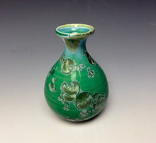 Load image into Gallery viewer, Emerald Green & Silver Crystalline Glazed Mini Vase