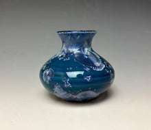 Load image into Gallery viewer, Crystalline Glazed Mini Vase in Atlantic Storm Blue 3