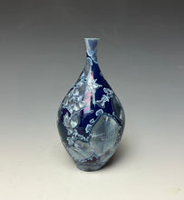 Load image into Gallery viewer, Crystalline Glazed Mini Vase in Atlantic Storm Blue 5
