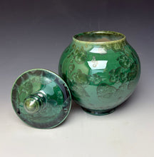 Load image into Gallery viewer, Green and Silver Crystalline Glazed Jar