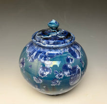 Load image into Gallery viewer, Blue and Silver Crystalline Glazed Jar