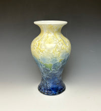 Load image into Gallery viewer, Crystalline Vase in Ivory and Blue