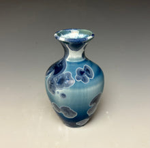 Load image into Gallery viewer, Crystalline Glazed Mini Vase in Atlantic Storm Blue 3