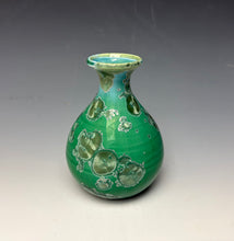 Load image into Gallery viewer, Emerald Green & Silver Crystalline Glazed Mini Vase