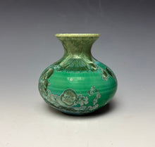 Load image into Gallery viewer, Emerald Green & Silver Crystalline Glazed Mini Vase