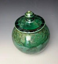 Load image into Gallery viewer, Green and Silver Crystalline Glazed Jar