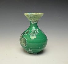 Load image into Gallery viewer, Emerald Green & Silver Crystalline Glazed Mini Vase #2