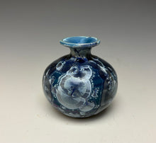 Load image into Gallery viewer, Crystalline Glazed Mini Vase in Atlantic Storm Blue 3