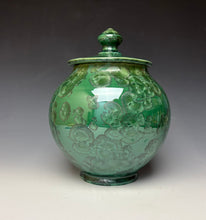 Load image into Gallery viewer, Green and Silver Crystalline Glazed Jar