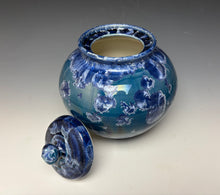 Load image into Gallery viewer, Blue and Silver Crystalline Glazed Jar