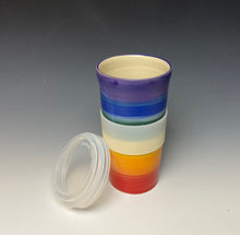 Load image into Gallery viewer, Rainbow Travel Mug - Purple Rim