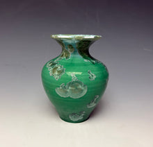Load image into Gallery viewer, Emerald Green & Silver Crystalline Glazed Mini Vase #2