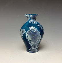 Load image into Gallery viewer, Crystalline Glazed Mini Vase in Atlantic Storm Blue 3