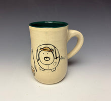 Load image into Gallery viewer, Fisherman Pig Mug - Blue Green