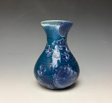 Load image into Gallery viewer, Crystalline Glazed Mini Vase in Atlantic Storm Blue 2