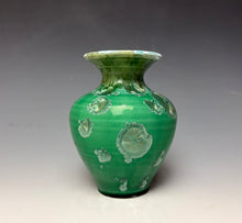 Load image into Gallery viewer, Emerald Green & Silver Crystalline Glazed Mini Vase #2