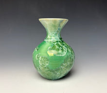 Load image into Gallery viewer, Crystalline Glazed Mini Vase in Light Green with Blue