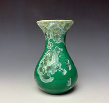Load image into Gallery viewer, Emerald Green & Silver Crystalline Glazed Mini Vase