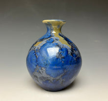 Load image into Gallery viewer, Tan and Blue Crystalline Glazed Teardrop Mini Vase 2
