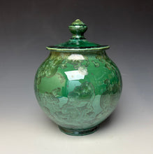 Load image into Gallery viewer, Green and Silver Crystalline Glazed Jar