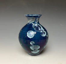 Load image into Gallery viewer, Crystalline Glazed Mini Vase in Atlantic Storm Blue 5