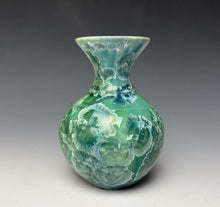 Load image into Gallery viewer, Crystalline Glazed Mini Vase in Light Green with Blue