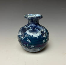 Load image into Gallery viewer, Crystalline Glazed Mini Vase in Atlantic Storm Blue 3