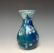 Load image into Gallery viewer, Deep Aqua Crystalline Glazed Mini Vase