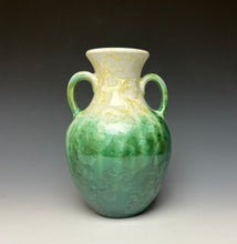 Load image into Gallery viewer, Ivoy and Emerald Crystalline Glazed Amphora