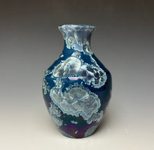 Load image into Gallery viewer, Crystalline Glazed Mini Vase in Atlantic Storm Blue