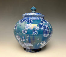 Load image into Gallery viewer, Blue and Silver Crystalline Glazed Jar