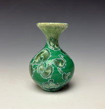 Load image into Gallery viewer, Emerald Green & Silver Crystalline Glazed Mini Vase #2