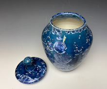 Load image into Gallery viewer, Blue and Silver Crystalline Glazed Jar