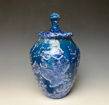 Load image into Gallery viewer, Blue and Silver Crystalline Glazed Jar