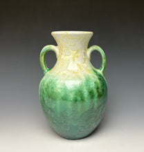 Load image into Gallery viewer, Ivoy and Emerald Crystalline Glazed Amphora