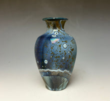 Load image into Gallery viewer, Cobalt Galaxy Crystalline Glazed Mini Vase