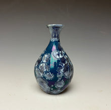 Load image into Gallery viewer, Crystalline Glazed Mini Vase in Atlantic Storm Blue