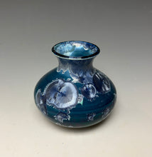 Load image into Gallery viewer, Crystalline Glazed Mini Vase in Atlantic Storm Blue 3