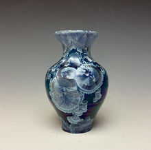 Load image into Gallery viewer, Crystalline Glazed Mini Vase in Atlantic Storm Blue 2