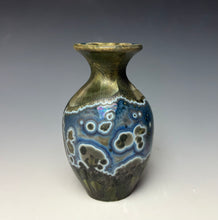 Load image into Gallery viewer, Bronze Cobalt Galaxy Crystalline Glazed Mini Vase