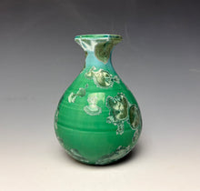 Load image into Gallery viewer, Emerald Green & Silver Crystalline Glazed Mini Vase