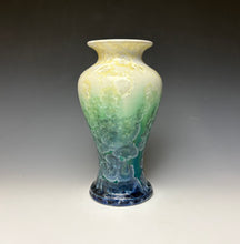 Load image into Gallery viewer, Crystalline Vase in Ivory, Green and Blue