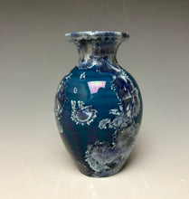 Load image into Gallery viewer, Crystalline Glazed Mini Vase in Atlantic Storm Blue