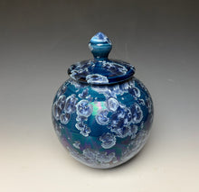 Load image into Gallery viewer, Crystalline Glazed Jar in Atlantic Storm Blue #1
