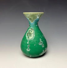 Load image into Gallery viewer, Emerald Green & Silver Crystalline Glazed Mini Vase #2